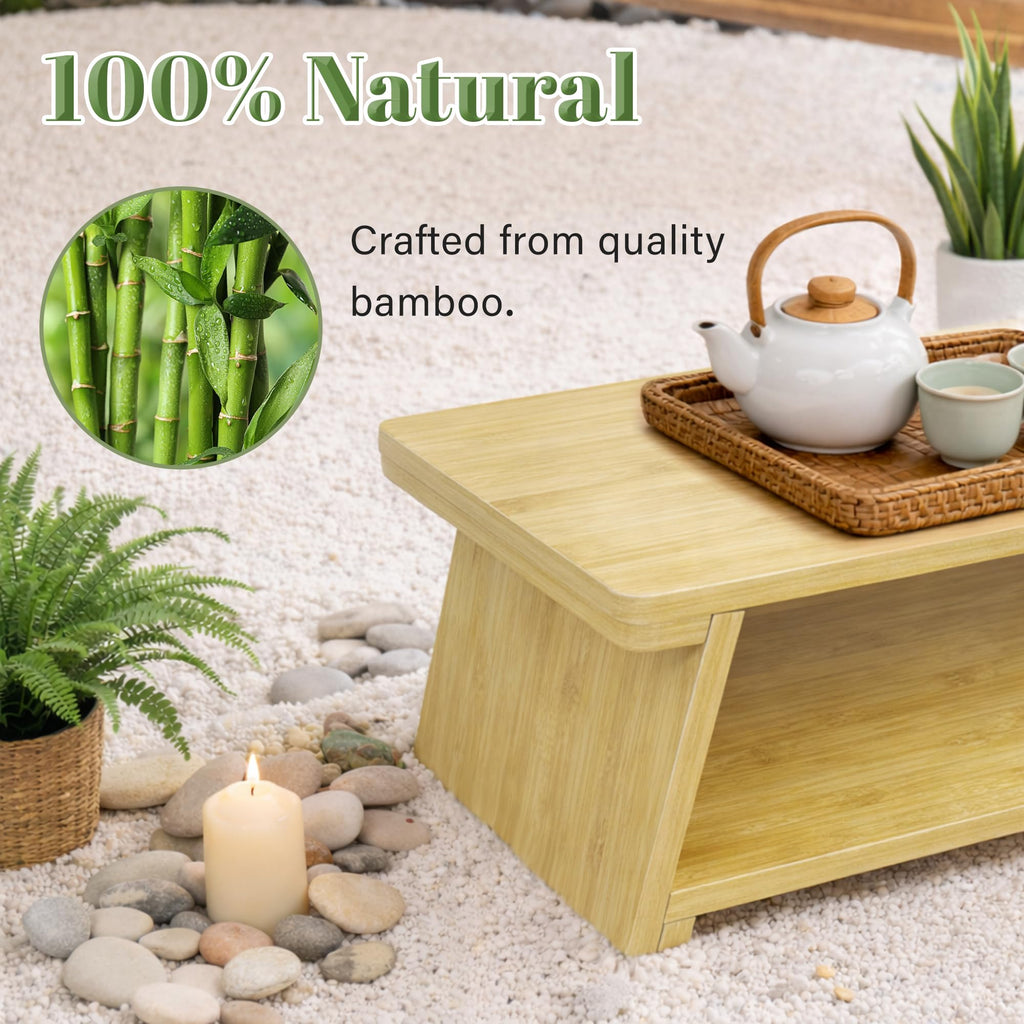 Floor Table, Altar Table Paulownia Folding Design, Low Meditation Table for Sitting on The Floor Japaness Table