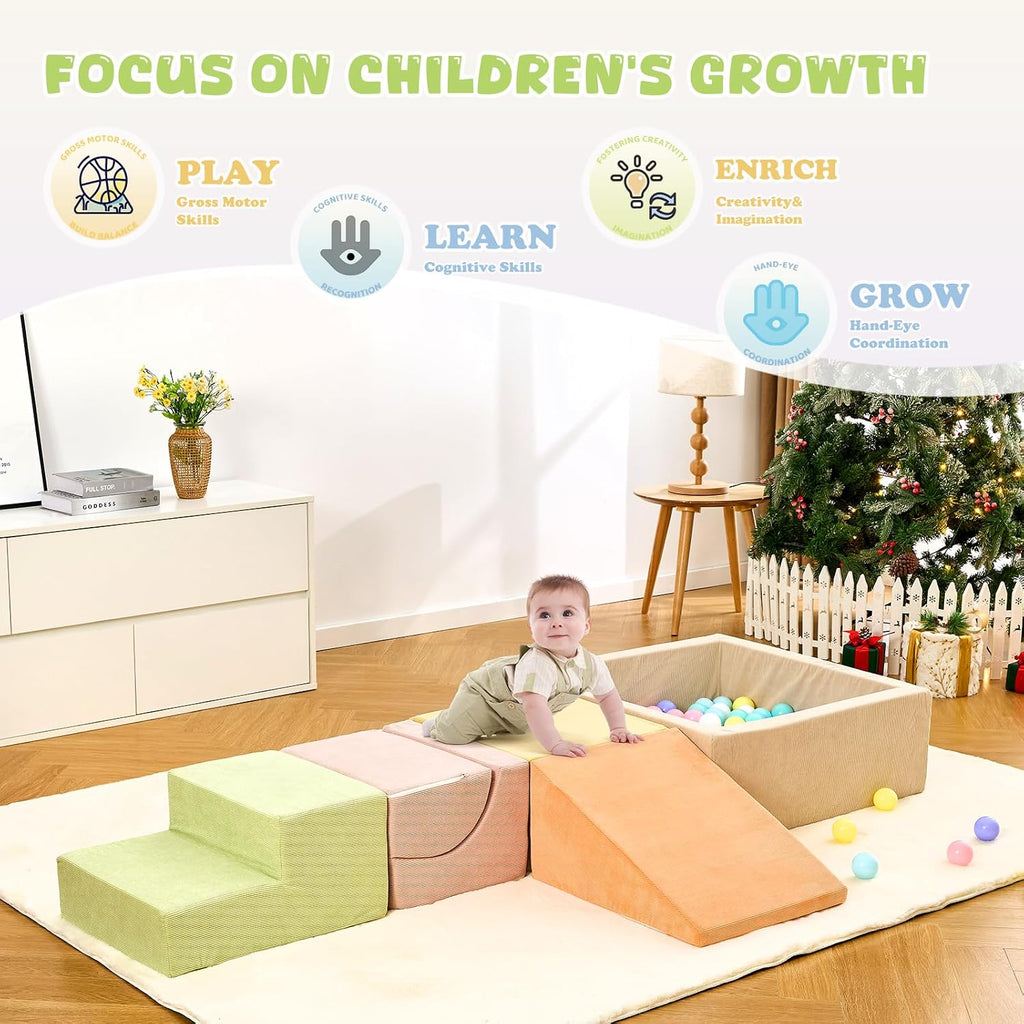 Climbing Toys for Toddlers, Toddler Climbing Toys Indoor, Piece Foam Climbing Blocks with Ball Pit (Balls not