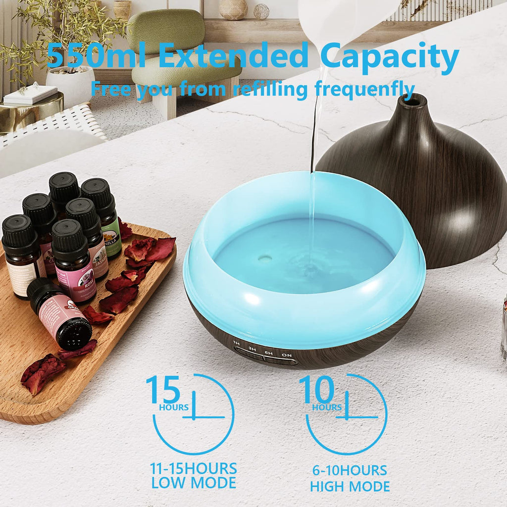 550ml Oil Diffuser with 15x10ml Aromatherapy Grade Essential Oils