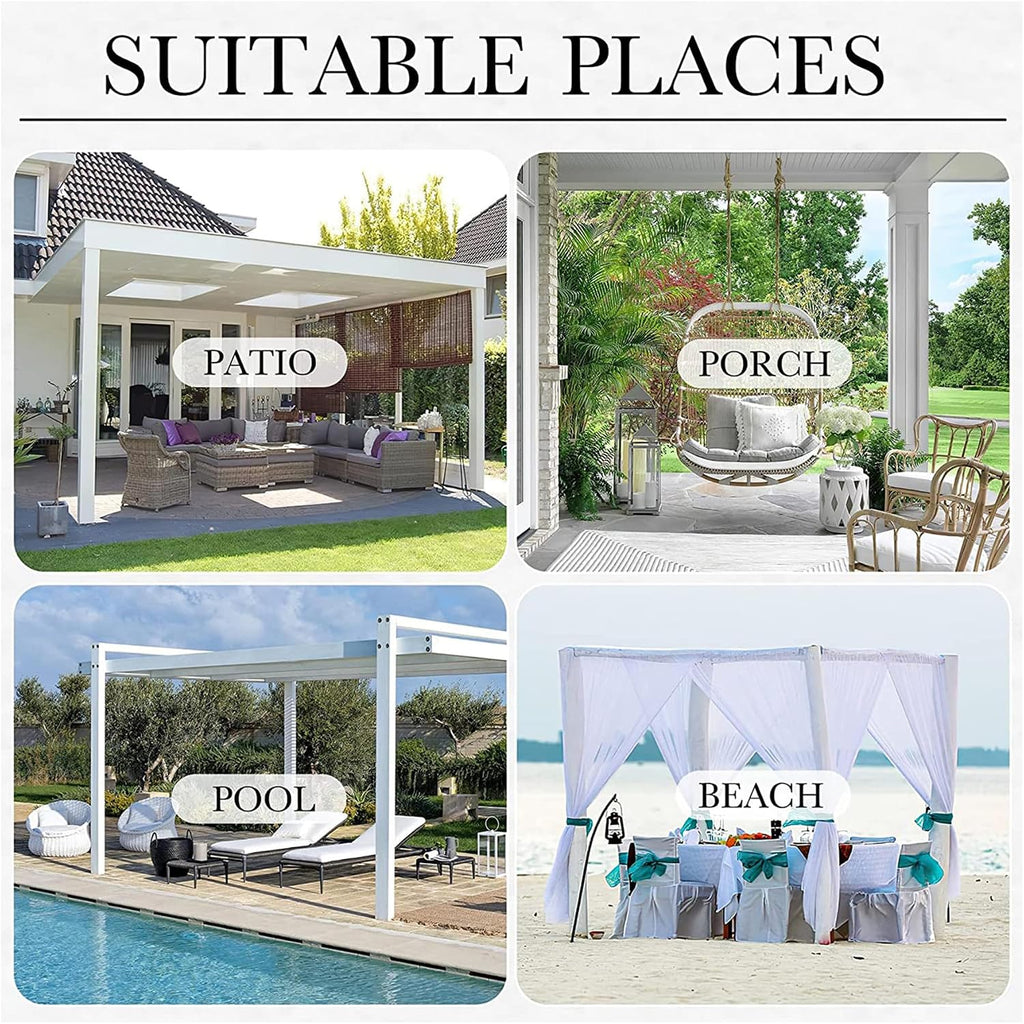 Outdoor Curtains Waterproof Windproof, Privacy, Weatherproof Outside Drapes for Pergola Gazebo Porch Yard, Grommet