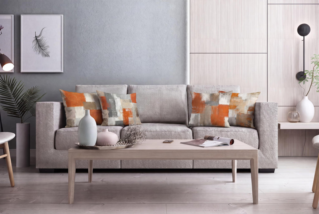 Burnt Orange Modern Abstract Throw Pillow Covers 18x18 Set of 4