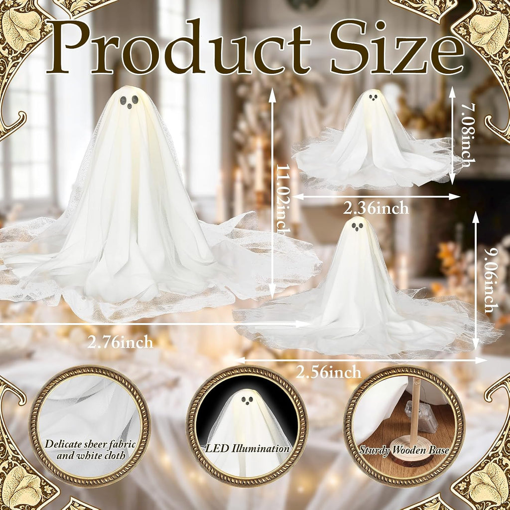 Halloween Decorations Light Ghost Table Decor LED Ghost Lamp - Set of 3