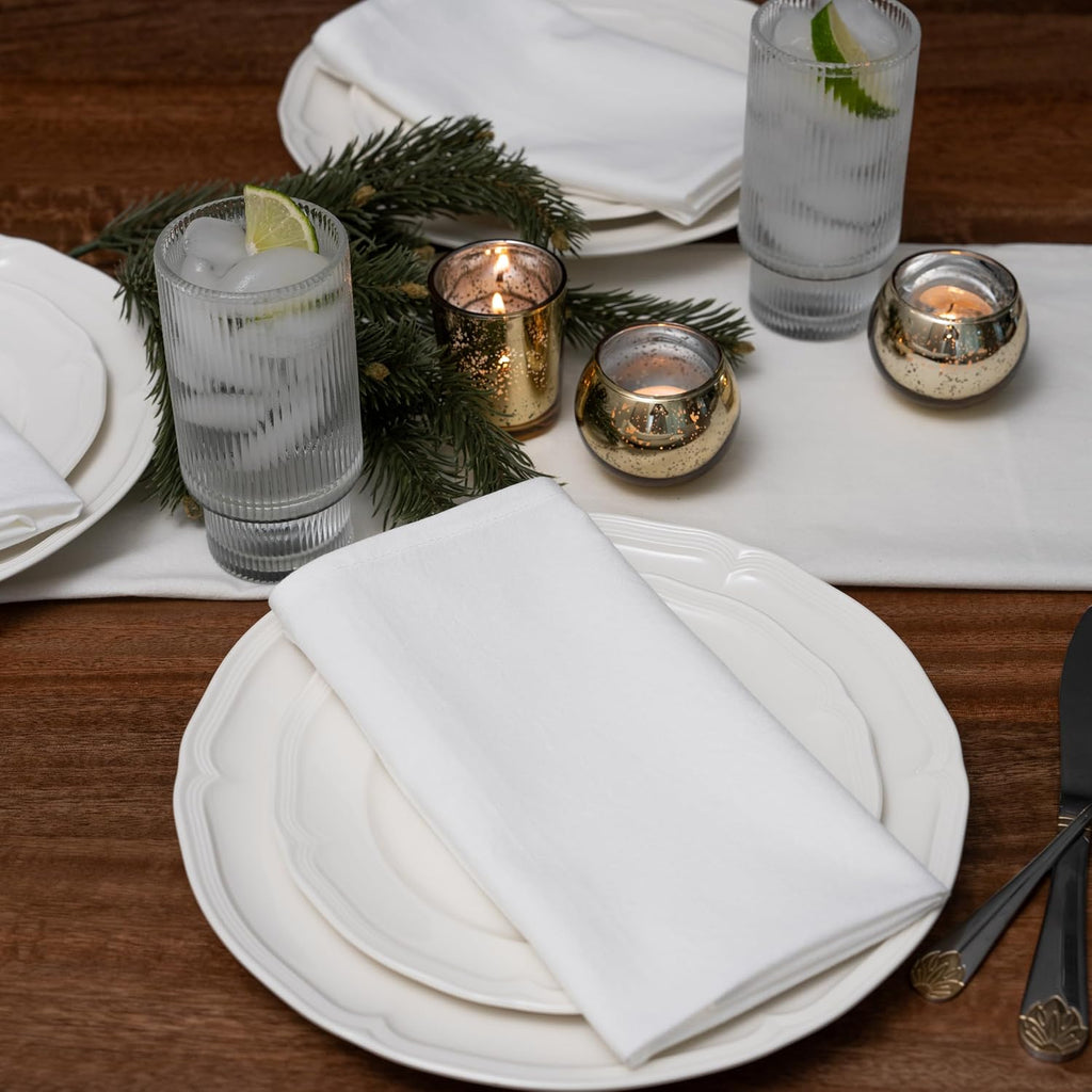 Reusable Cloth Dinner Napkins - 12 Pack, 18"x18", 100% Cotton, Washable, Ivory Napkins - Cream Flour Sack Cotton with