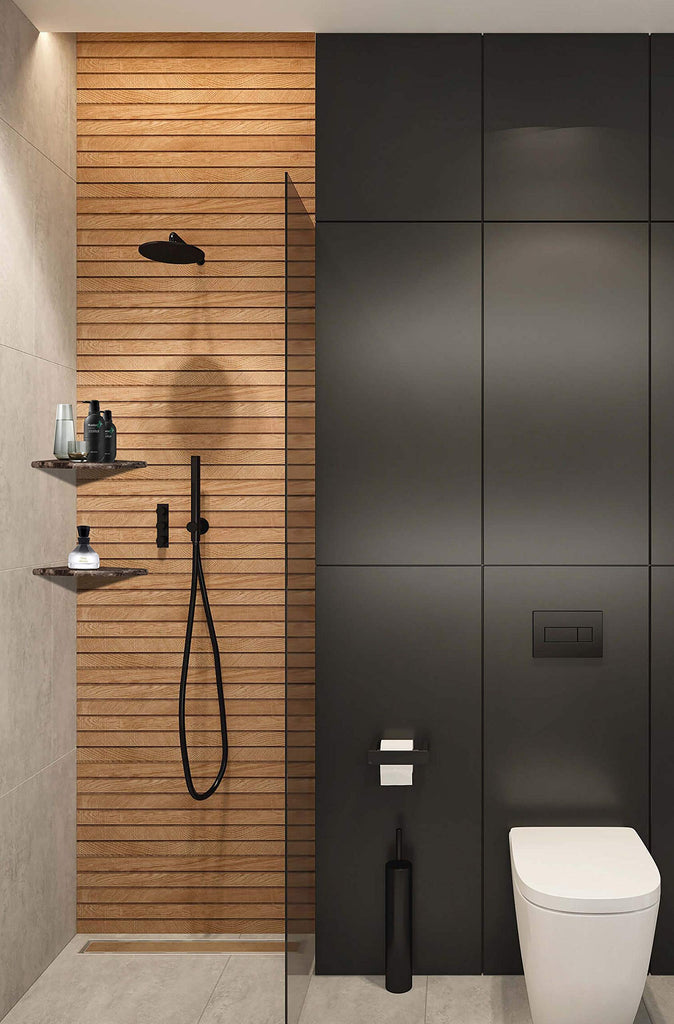 Genuine Marble Corner Shelf Shower Wall, 9"X9"X5/8", Both Sides Polished (EDMT9SHE - Emperador Dark)