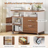 71" Executive Desk with Rolling File Cabinet, Large Office Desk with Drawers