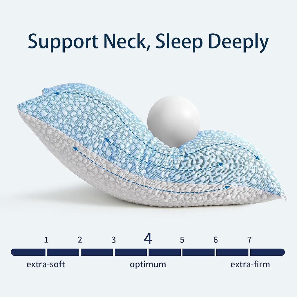 Firm Memory Foam Bed Pillows Queen Size Set of 2,Adjustable Cooling Side Sleeper Pillow,Hotel Collection Breathable