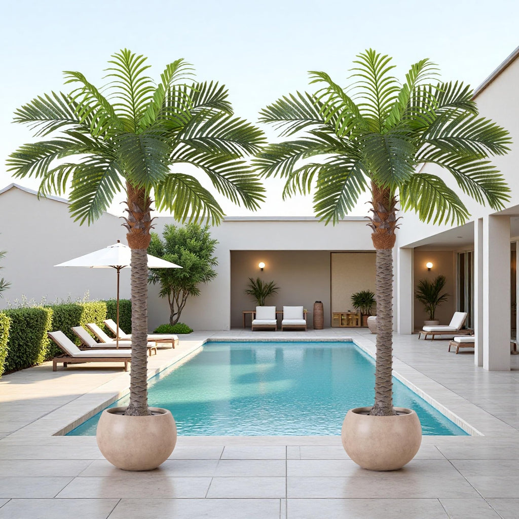 6FT Artificial Coconut Palm Tree 1-Pack, Faux Sago Palm in Cement Pot