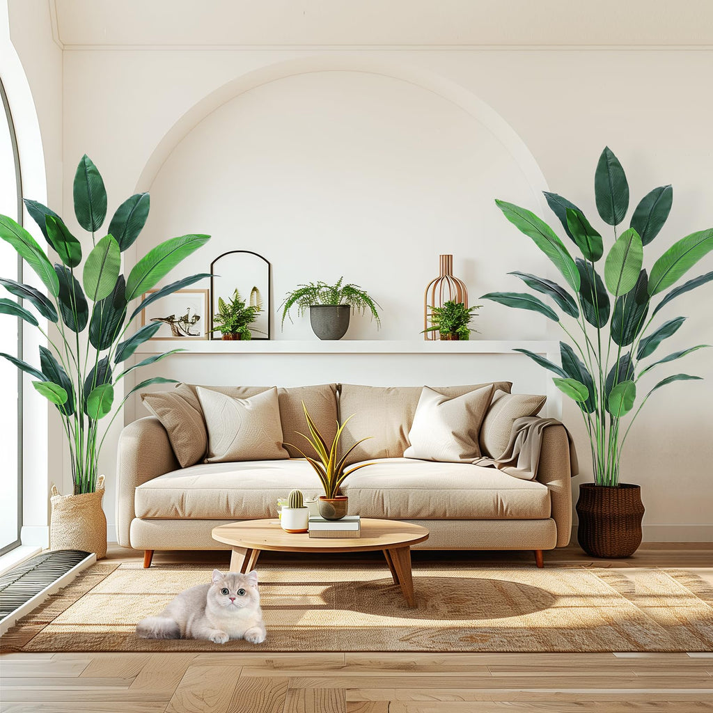 Artificial Bird of Paradise Tree 7 ft(84 in) Fake Palm Tree for Indoor Outdoor Modern Decor Faux Plants Perfect