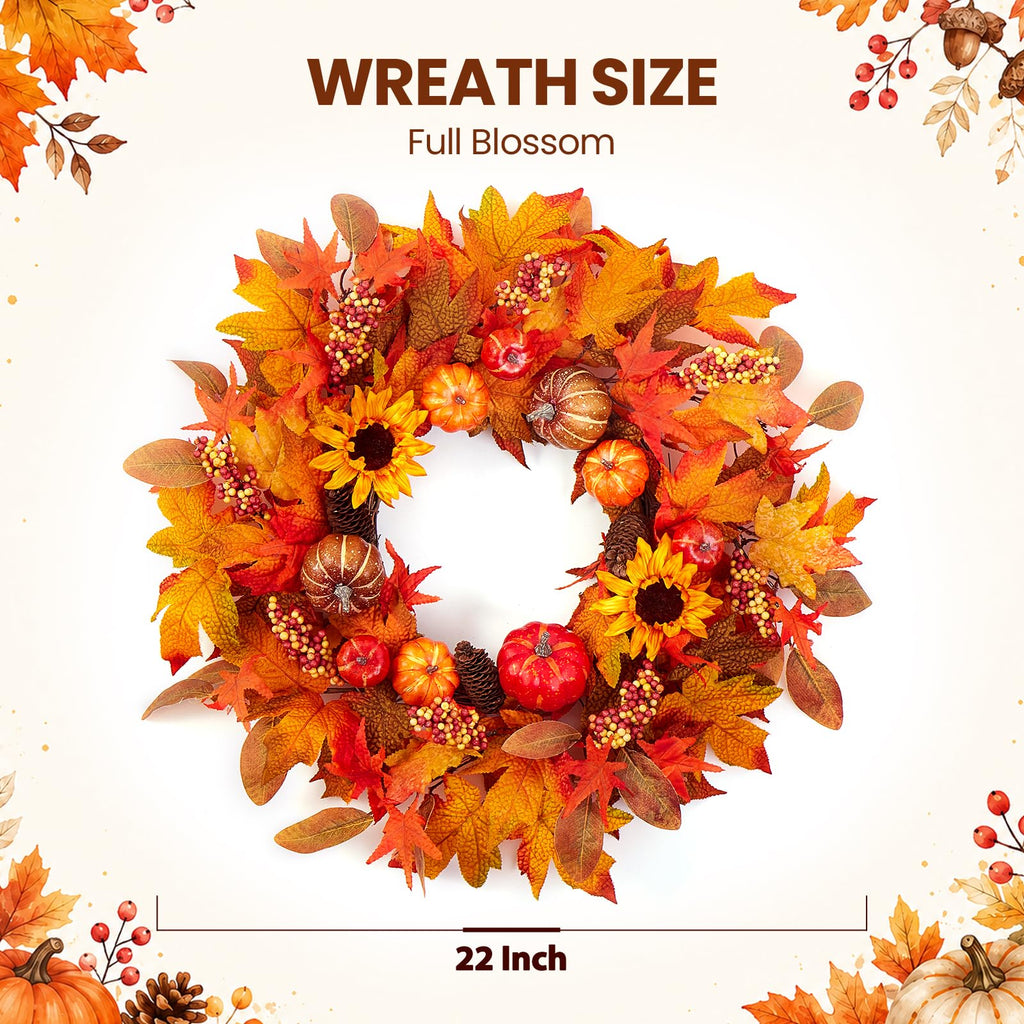 Fall Decorations, Fall Autumn Thanksgiving Wreaths for Front Door