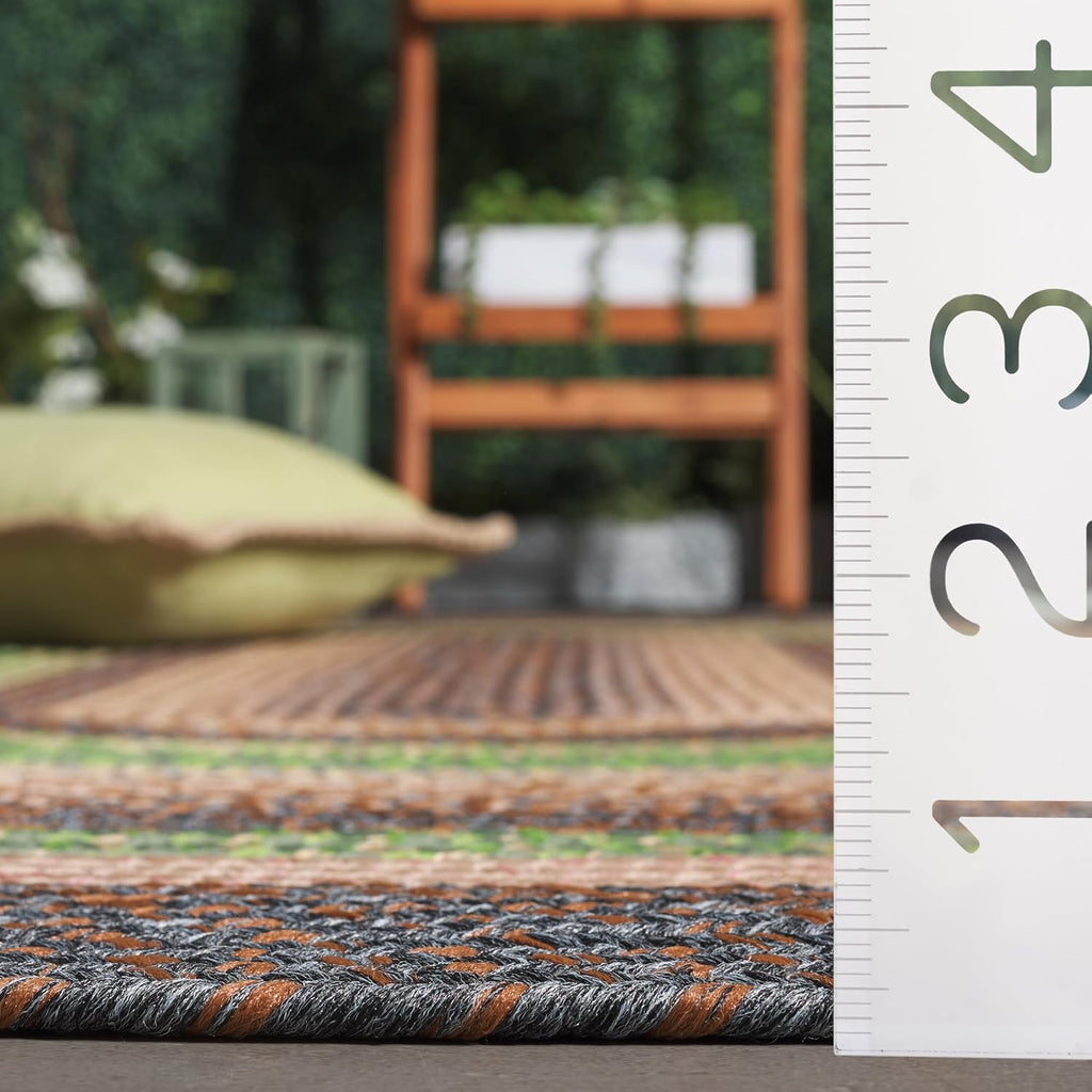 Braided Indoor/Outdoor Oval Rug, Brown & Green BRD314T