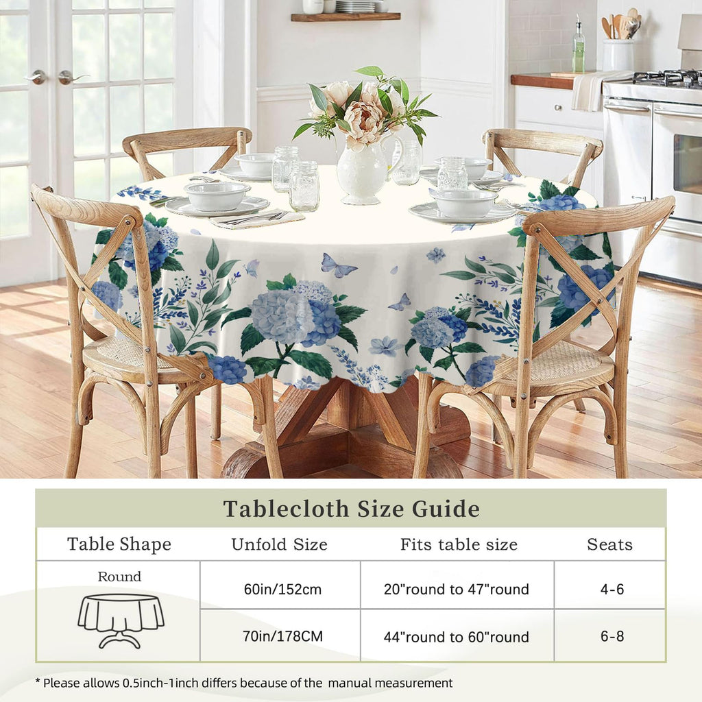 60Inch Round Tablecloth Waterproof Stain Wrinkle Free Table Cover