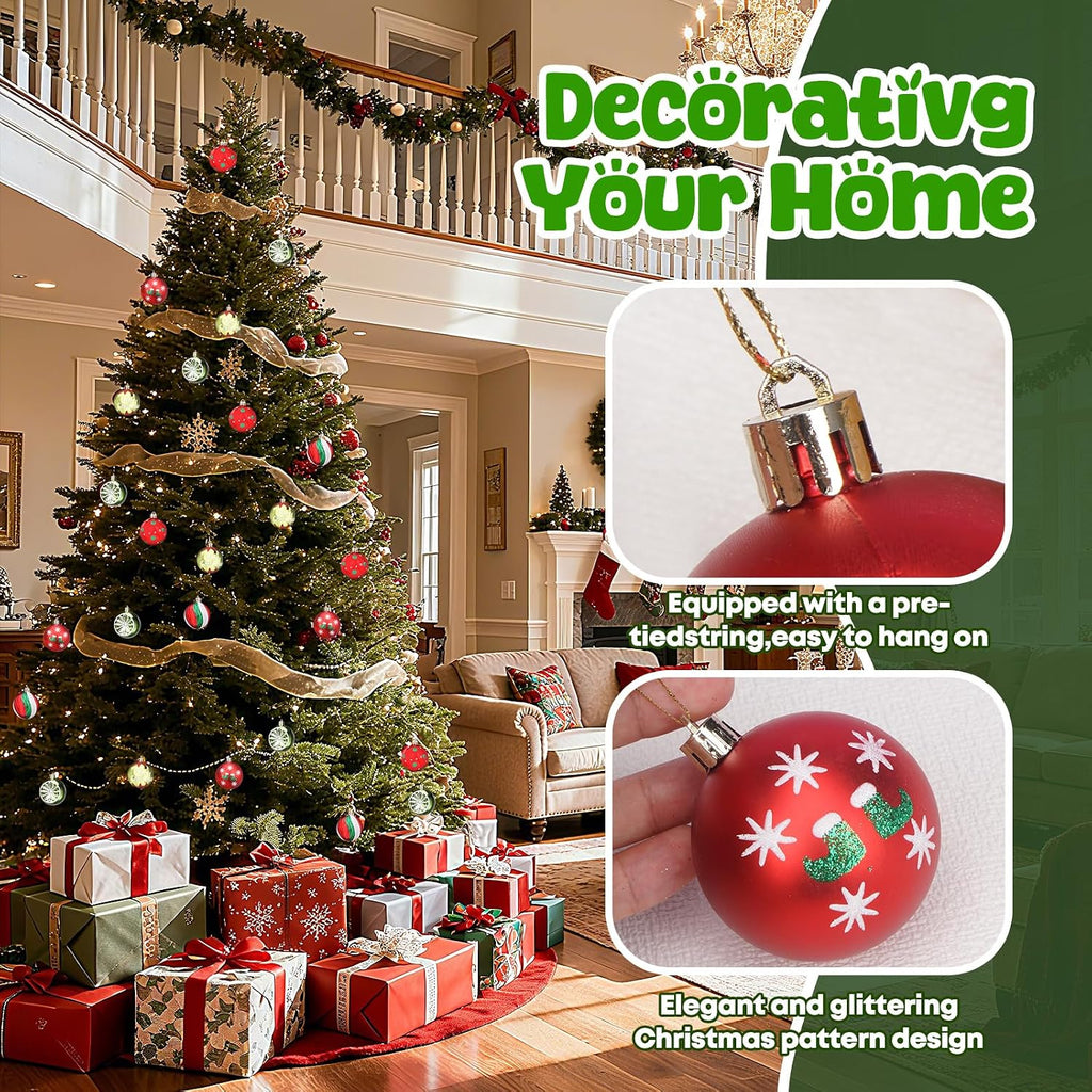 Christmas Ball Ornaments Set - 2.36" Red and Green Glittering Hanging Esferas De Navidad, Shatterproof - Set of 20