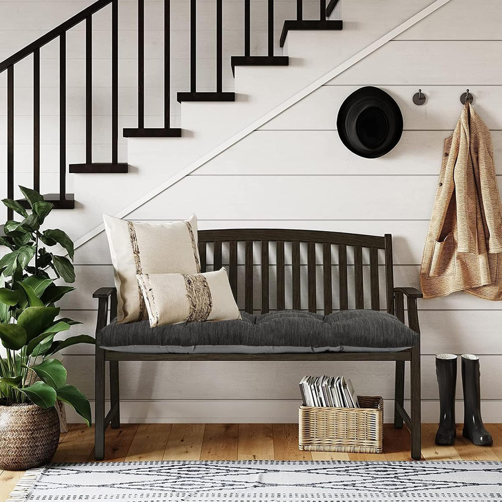 48 Inch Classic Solid Color Bench Cushion with Ties, Super Soft Indoor Outdoor Rectangle Bench Seat Cushion Standard