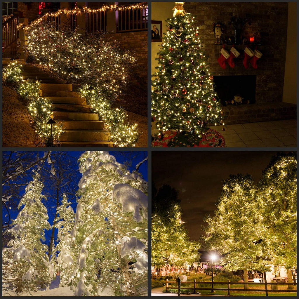 Warm White LED Christmas Lights, 200 ct 66 ft Green Wire UL String Light
