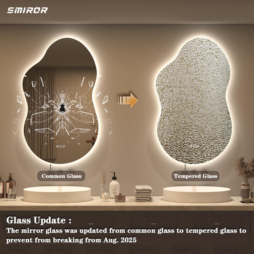 24x36 Irregular Backlit Led Lighted Bathroom Vanity Mirror