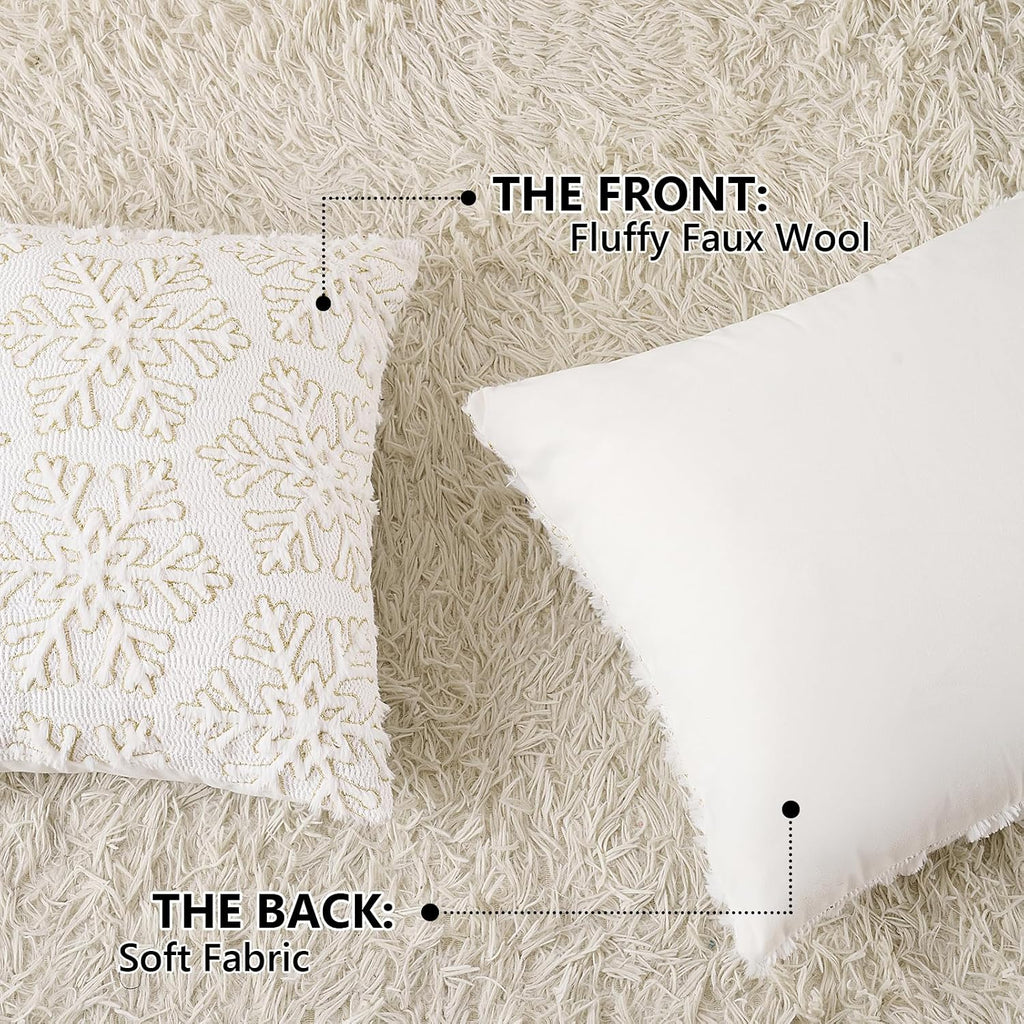 Christmas Throw Pillow Covers, 18 x 18 Inch, Snowflakes - Set of 2