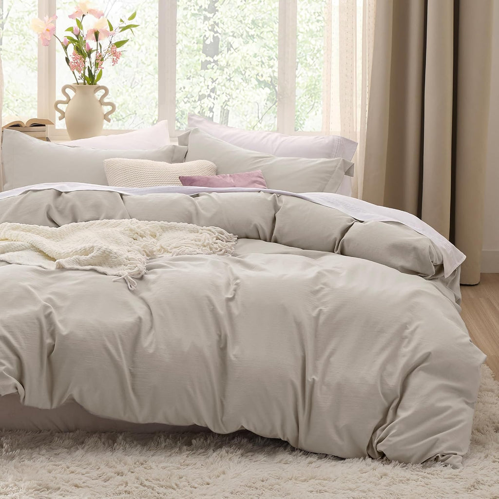 Duvet Cover Queen - 3 Pieces Prewashed Extra Soft Bedding Set, Includes 1 Duvet Cover 90x90 Inches with Zipper