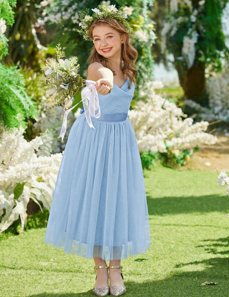 Flower Girl Dress Spaghetti Strap Tulle Long Formal Party Dresses