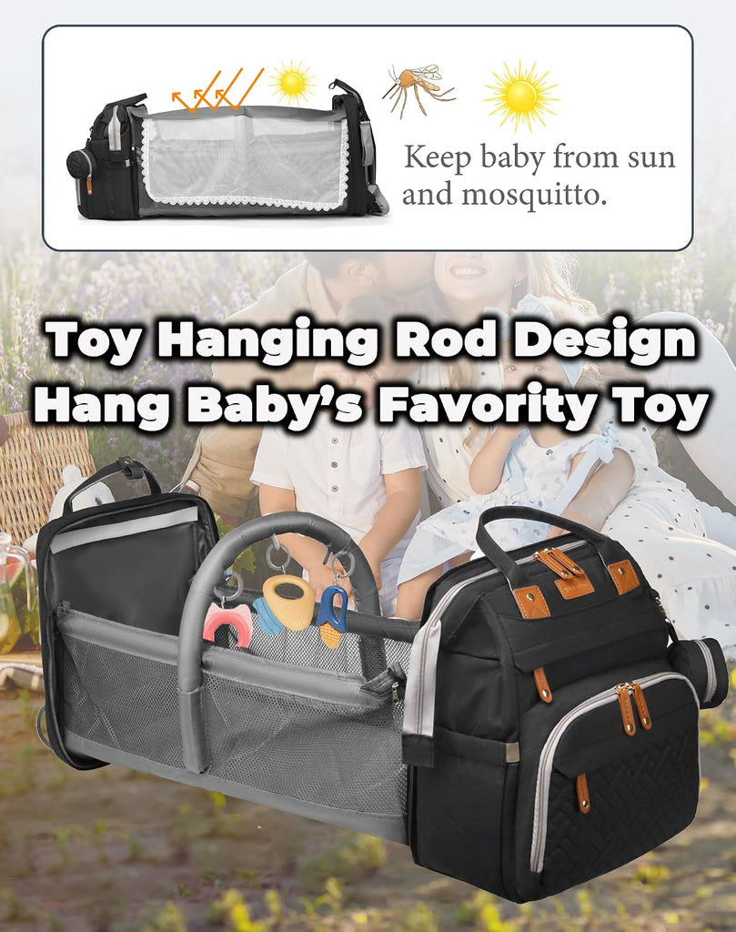 Baby Diaper Bag with Changing Station, Waterproof Diaper Bag Backpack for Moms Dads with USB Charging Port, Baby