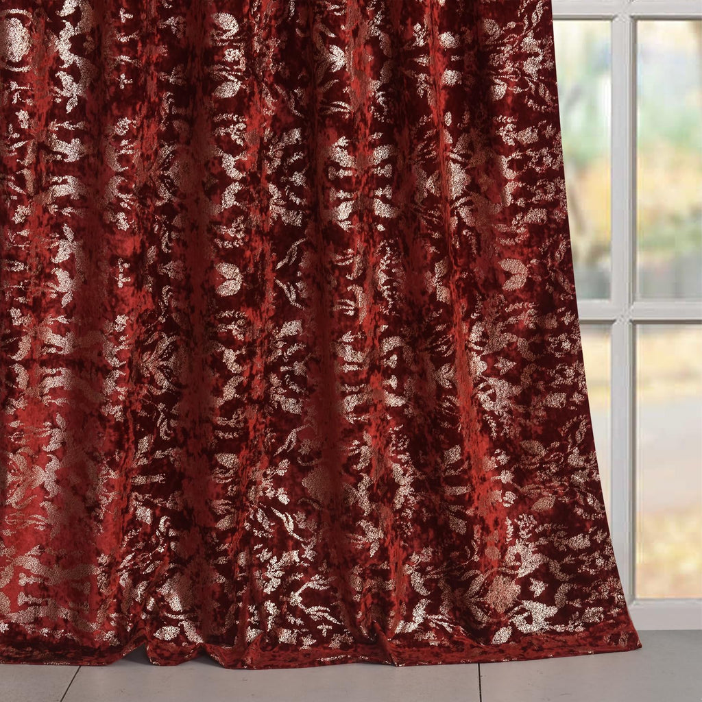 Luxury Velvet Gold Foil Print Navy Shiny Curtains 96 inches Long Back Tab Thick Thermal Insulated Window Drapes , W52