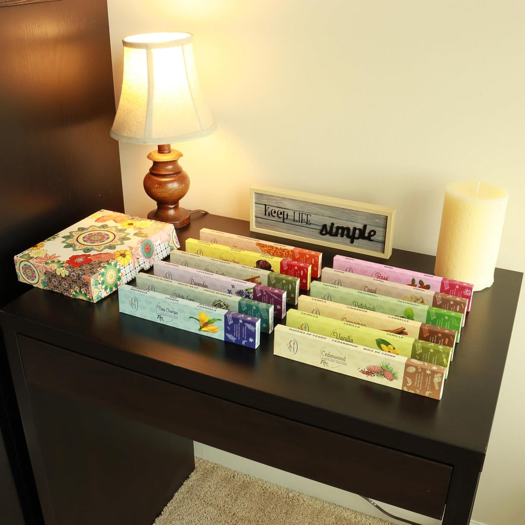 Incense Sticks Gift Set by - Mega Variety Pack Assortment - 100 Sticks Includes 12 Different scents - Premium - Set of 100