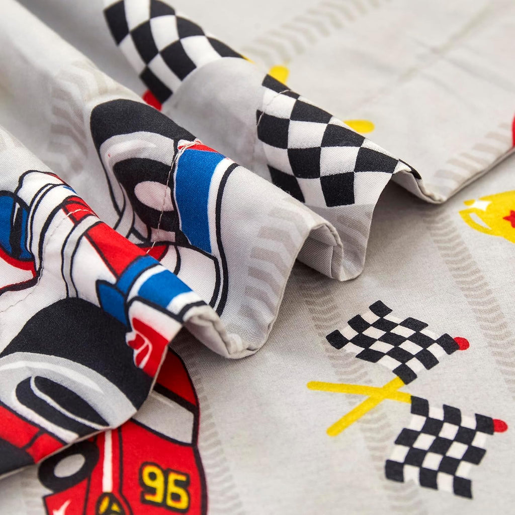 Twin Comforter Sets for Boys Kids, 6 Pieces Bed in a Bag Racing Car Bedding Comforter Sheet Set with Shams and