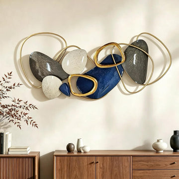 Large Metal Wall Art Decor, 3D Abstract Stone-inspired Handcrafted Modern Wall Sculptures, Entryway 41.4" x 19.7"