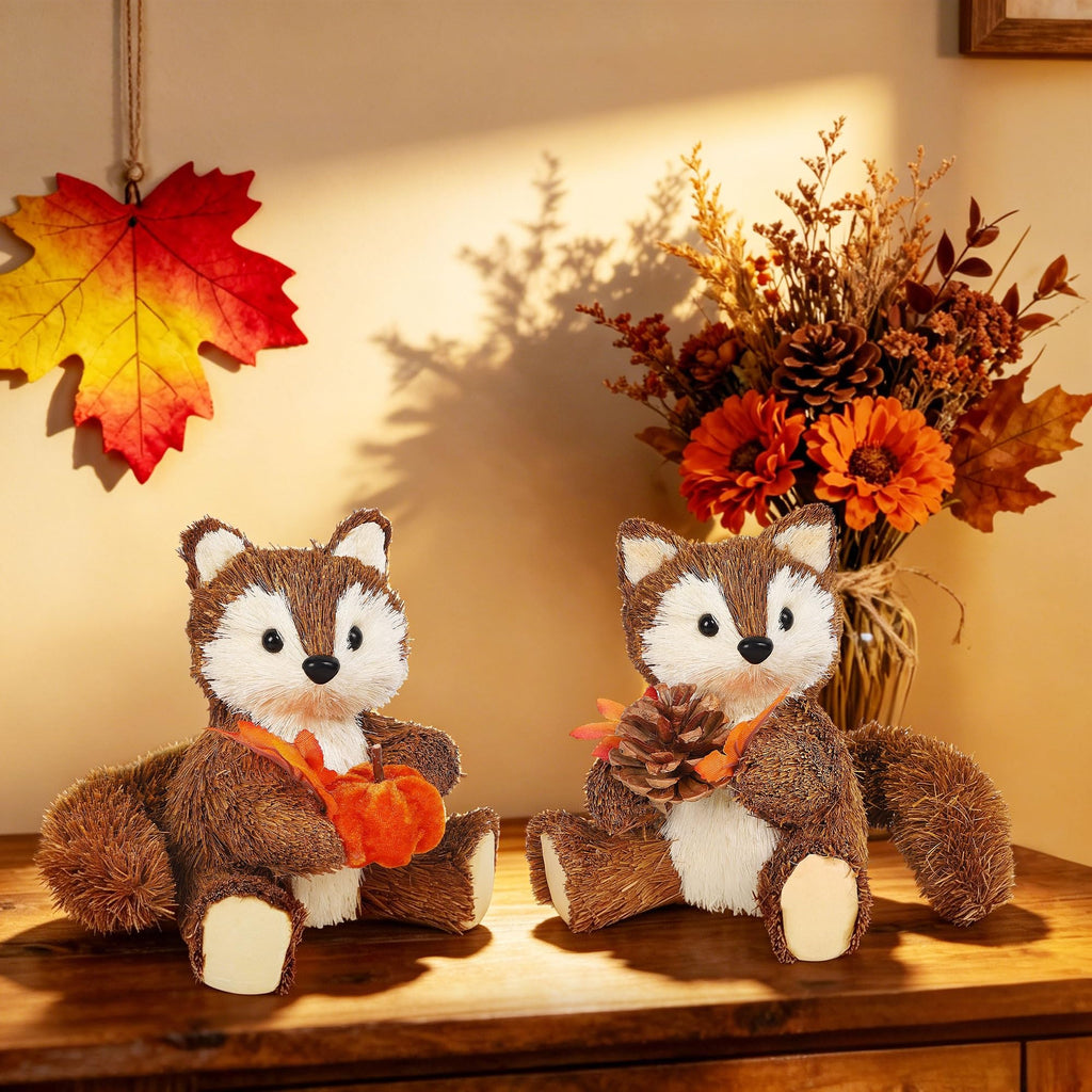 Handmade Set of 2 Fox Fall Decorations