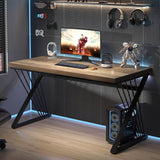 Computer Desk, Modern Home Office Desk, Industrial Wood and Metal Study Writing Work PC Table Living Room, Rustic Oak