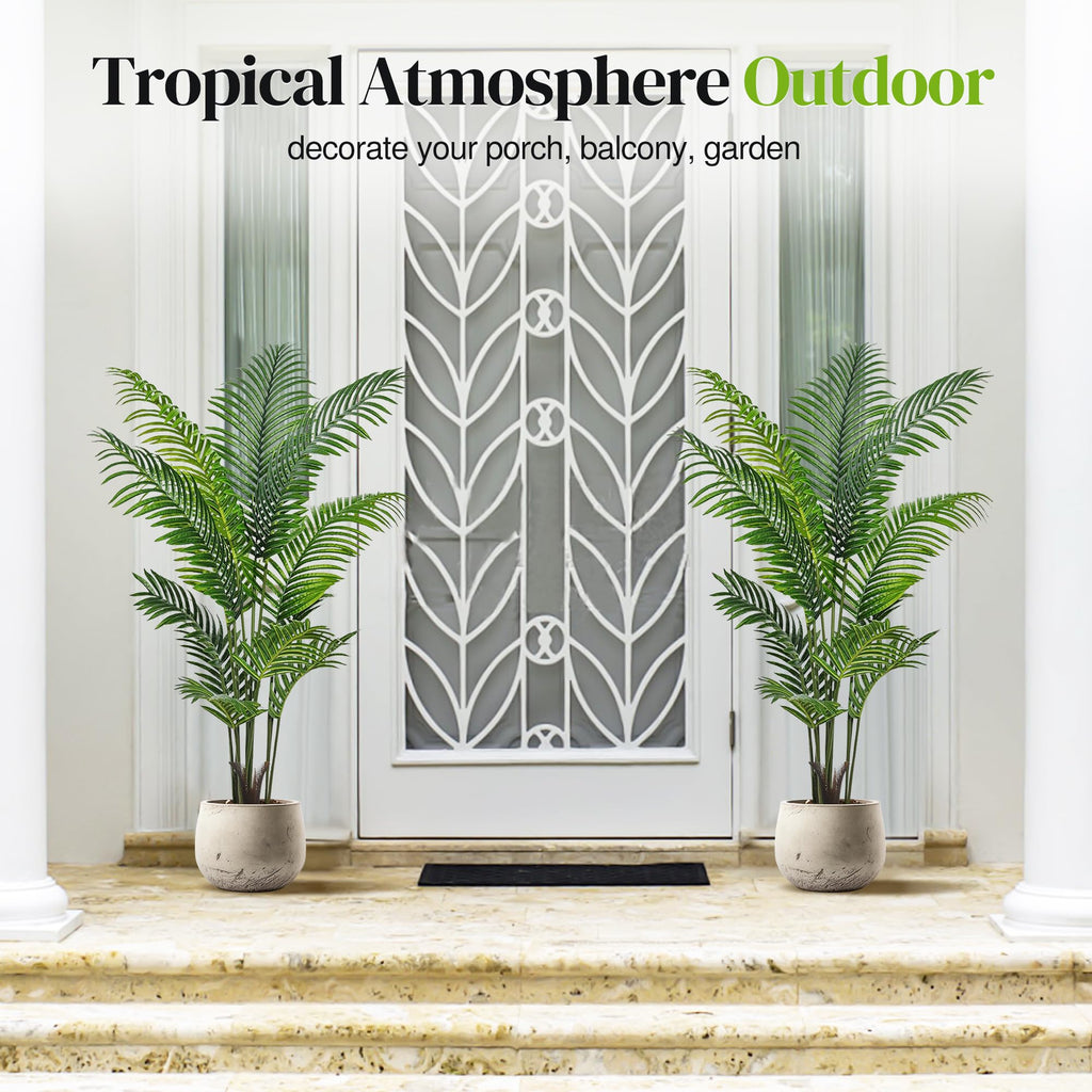 5ft Artificial Palm Tree, 2 Pack Artificial Plants Indoor Living Room, Tall Fake Trees Tropical Areca Floor Plant