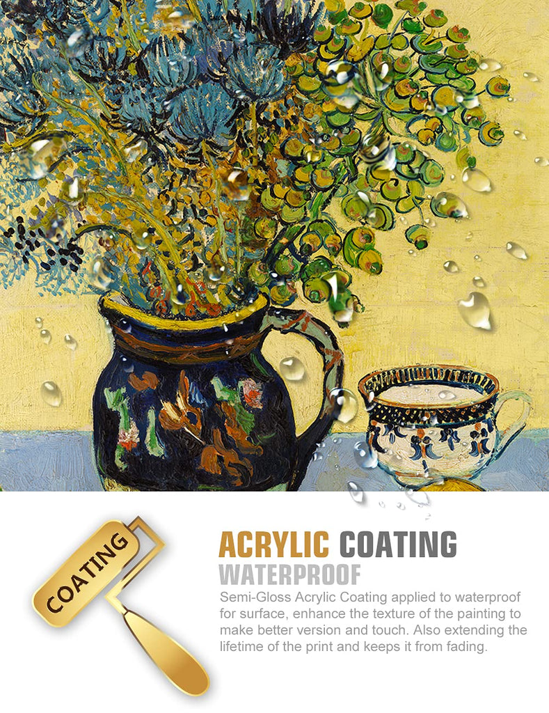 Lemons and Blue Vase Canvas, Van Gogh Wall Art, 20x16 in