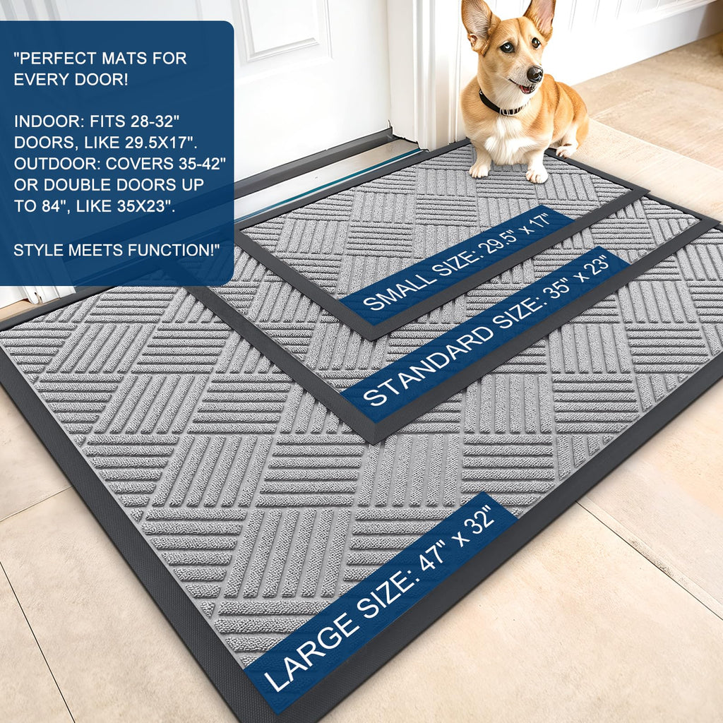 Front Door Mat Outside Entrance 47x32, Waterproof Heavy-Duty Doormat