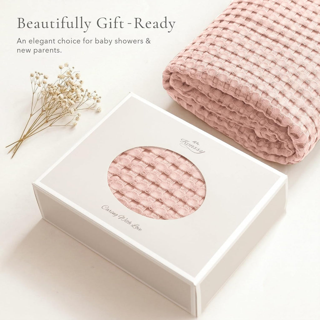 Waffle Baby Blanket for Boys & Girls, Soft Newborn Swaddle Blanket