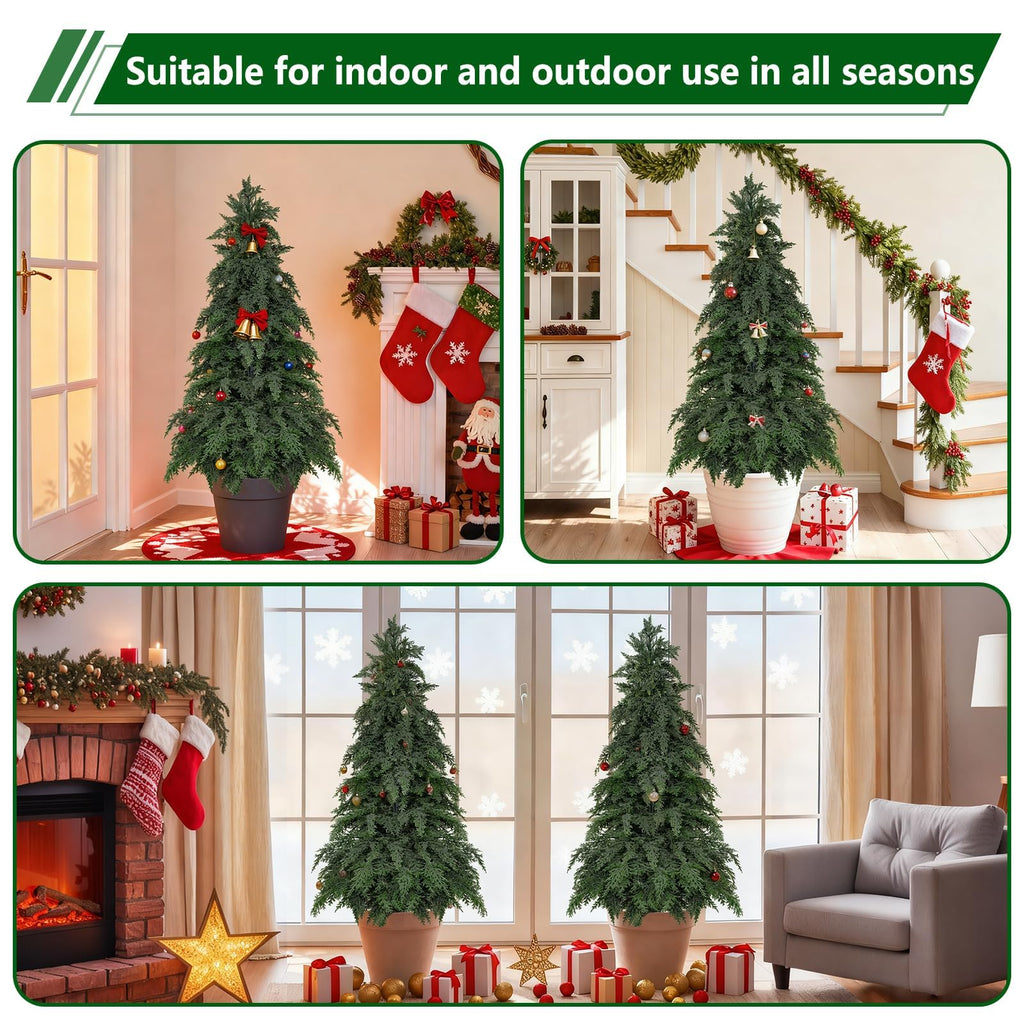 2 Pack Artificial Topiary Trees 5FT Tall with Pot