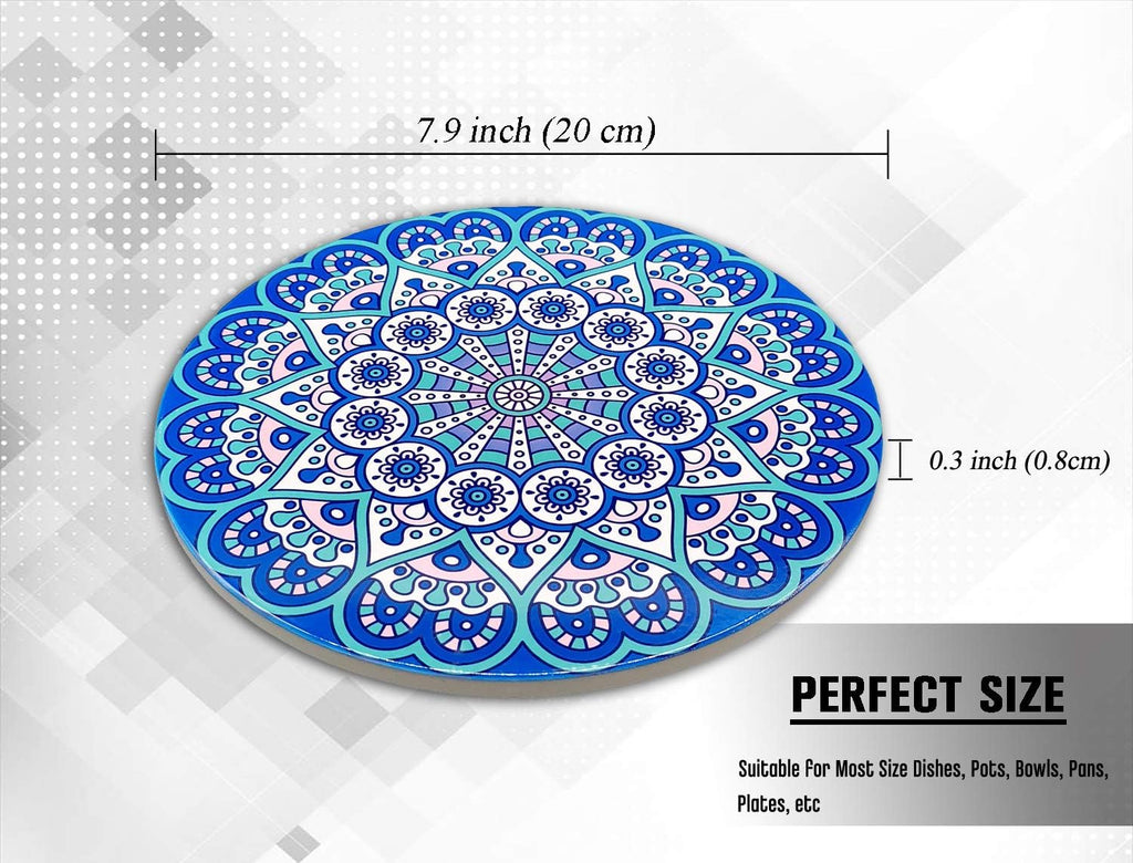 Ceramic Trivet for Hot Pots and Pans, Large Heat Resistant Mats with Cork Base, Trivets for Hot Dishes, Extra Thick - Set of 2