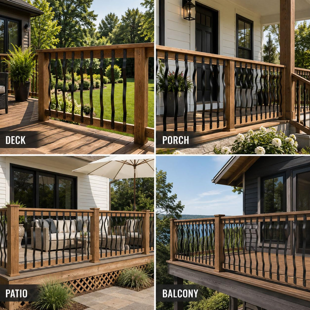 60 Pack Metal Deck Balusters, 36 inch Heavy Duty Deck Spindles with Screws