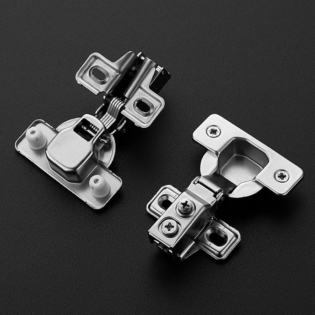 30 Pack 15 Pairs Short Arm Kitchen Cabinet Hinges for 5/8 Inch Overlay Cabinet, Brushed Nickel 105 Degree Opening Angle