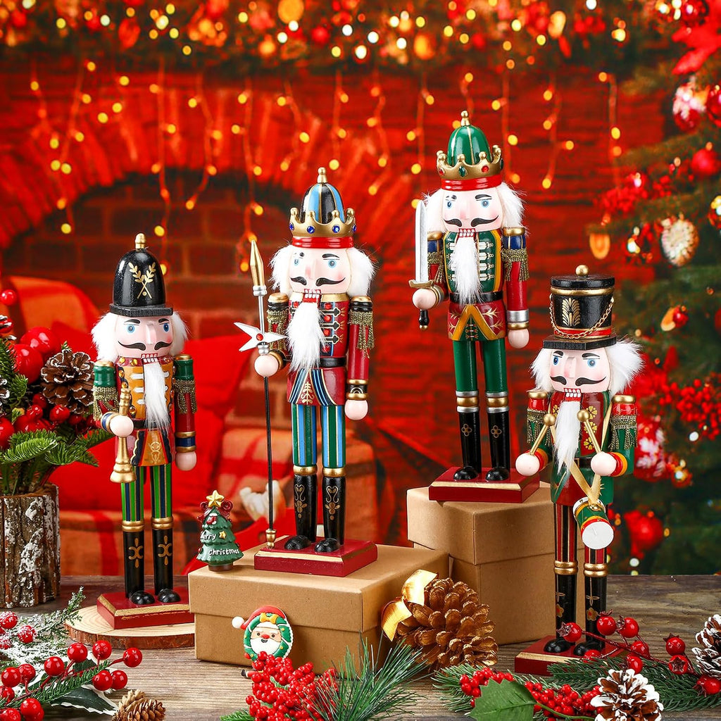 4 Pcs 12 Inch Christmas Nutcracker Figures Wooden Soldier