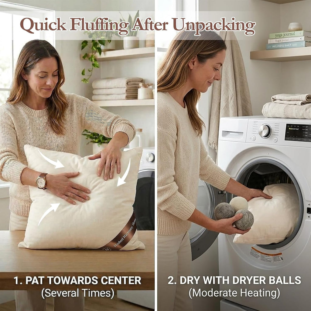 18x18 Pillow Inserts - Shredded Memory Foam with 3-Layer Hybrid Construction - Supportive 18 Inch Pillow - Set of 2