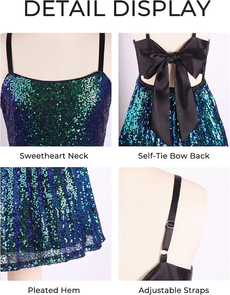Girls Sequin Formal Dress Birthday Party Prom Tie Back Fancy Dresses