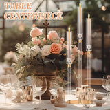 6 Pack Acrylic Candelabra Centerpieces 30.5'' Tall Clear Candle Holder Gold 3 Arm Crystal Candle Holder Candlesticks