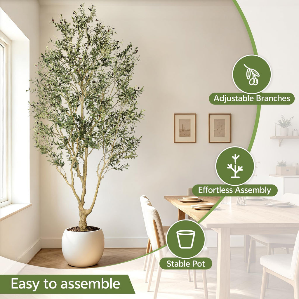 Tall Faux Olive Tree 10ft with with Thick Trunk & Realistic Leaves