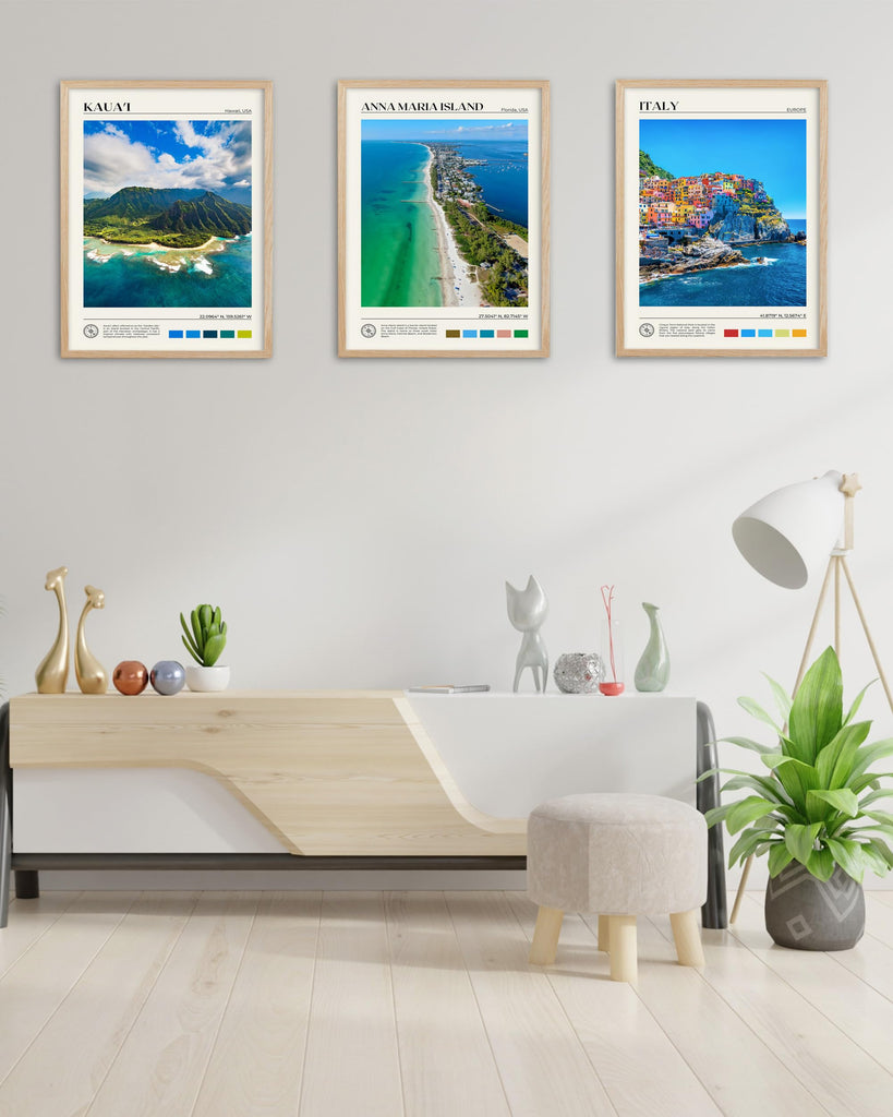 12x16IN Cinque Terre Italy Coastal Framed Wall Print, 1Pack