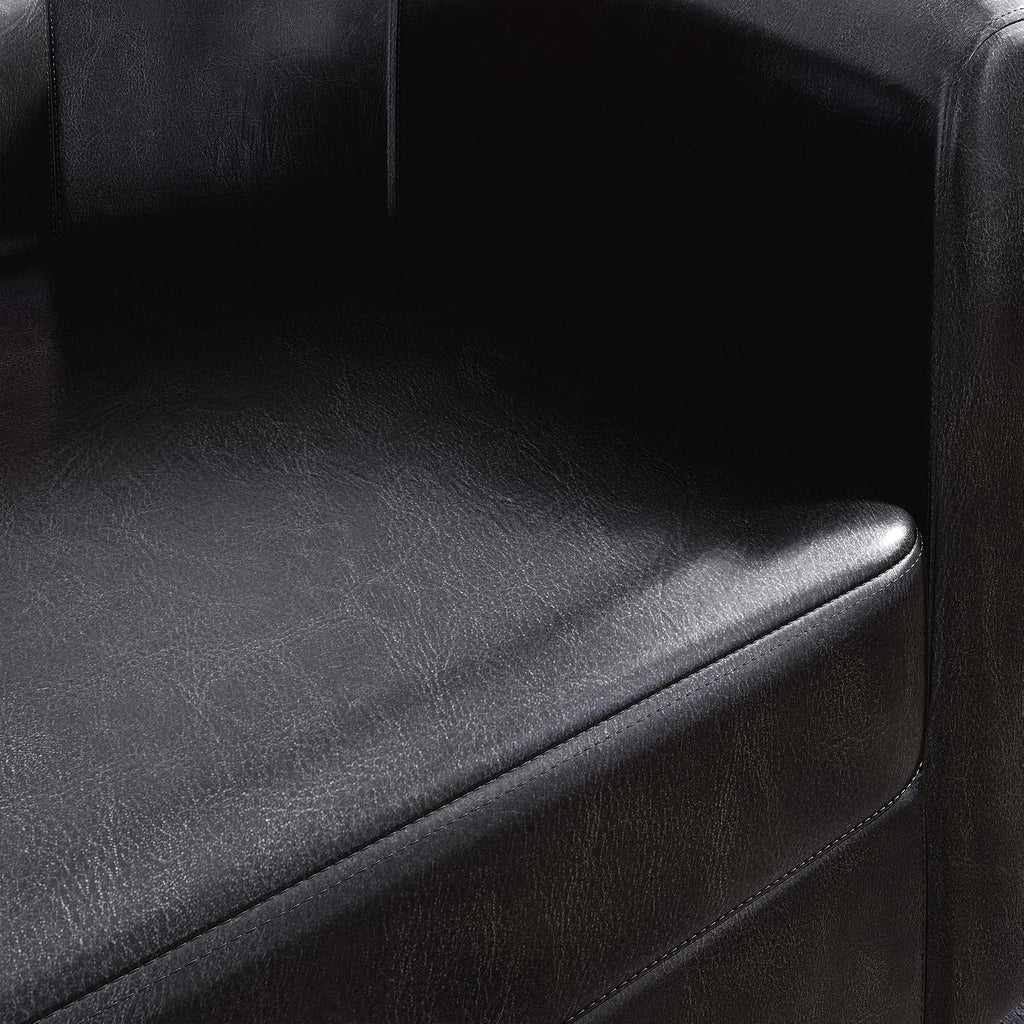 Accent Barrel Chair Faux Leather Round Club Tub Sofa Corner Chair with Flared Legs and Cozy Soft Padding - Set of 2