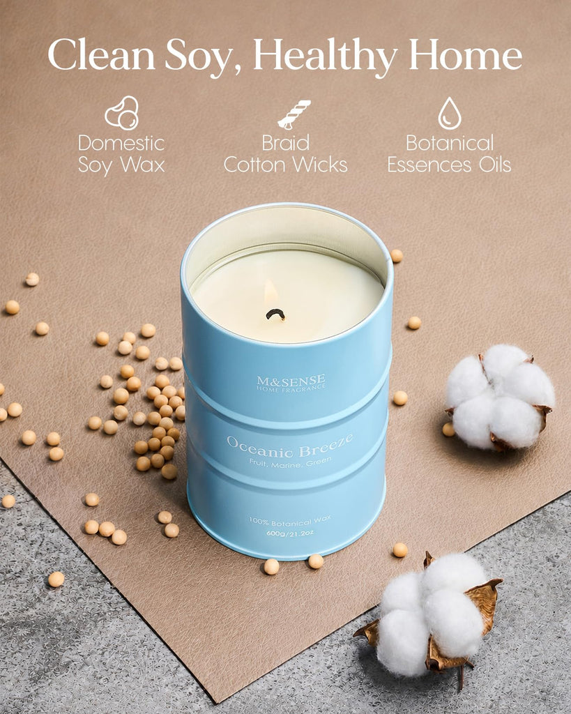 Oceanic Breeze Scented Candles Large, 21.2oz Natural Soy Wax