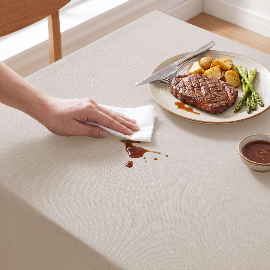 Linen Textured Table Cloths 54 x 70 Inch Premium Solid Tablecloth Spill-Proof Waterproof Table Cover for Dining