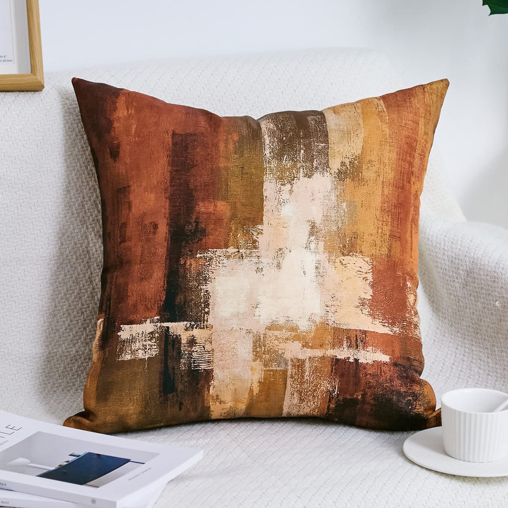 Burnt Orange Abstract Pillow Covers 18x18, Set of 2