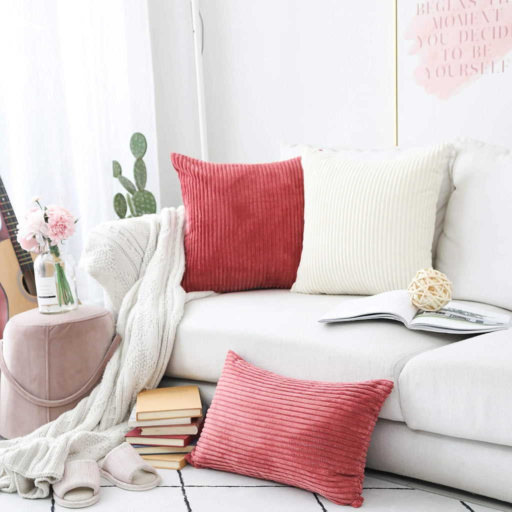 Super Soft Plush Corduroy Textured Large Euro Pillow Sham Summer Pillow Cover, Washable & Breathable, 26 x 26(66cm)