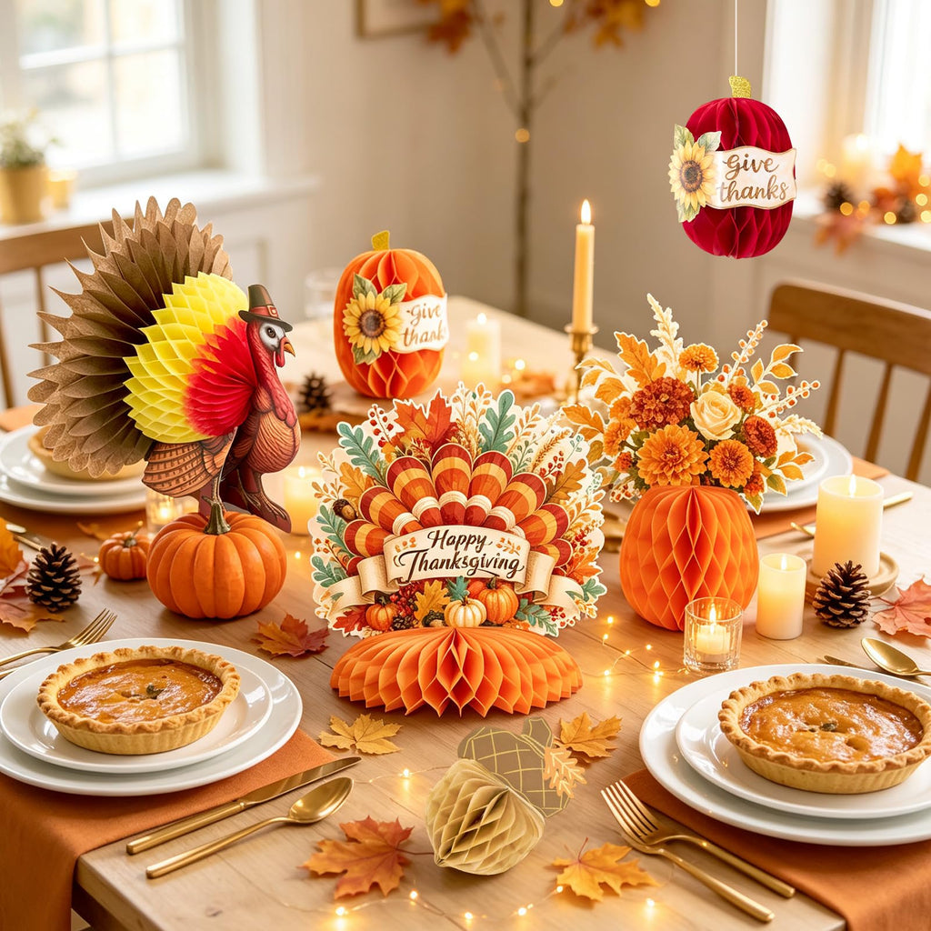 Fall Thanksgiving Decorations, Thanksgiving Table Centerpieces, Honeycomb Turkey Centerpieces Fall Pumpkin Hanging