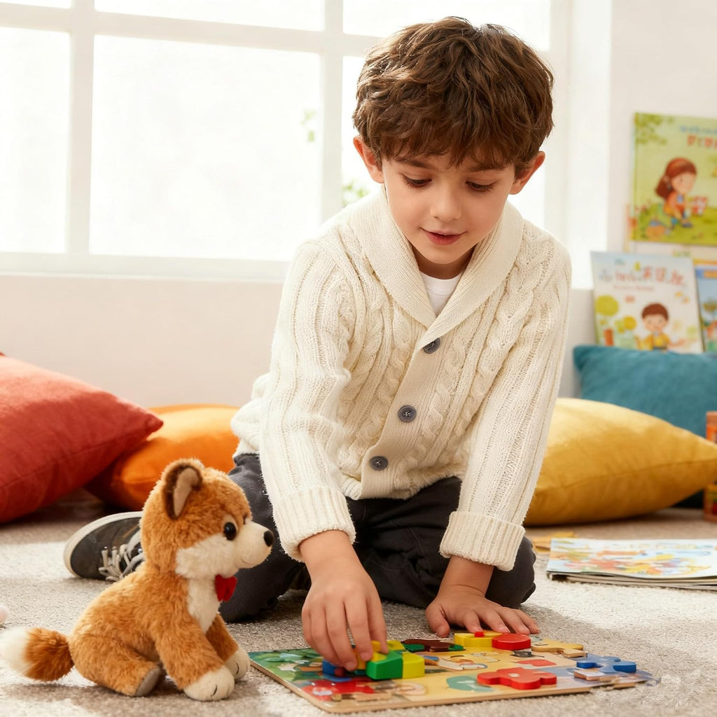 Infant Boys V-Neck Sweater Cardigan Crochet Knitted Sweatshirt